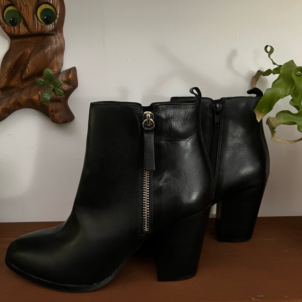 Aldo Black Leather Ankle Boots